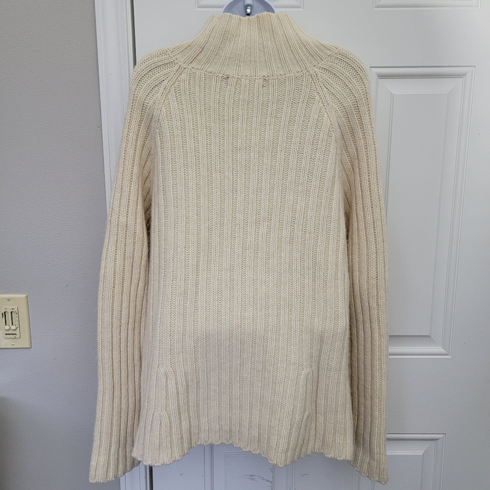 Banana Republic Wool Alpaca Blend Ivory Mock Neck Cable Knit Sweater Size XL - Picture 5 of 9